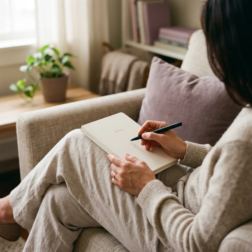 Mujer escribiendo durante un momento de reflexión personal